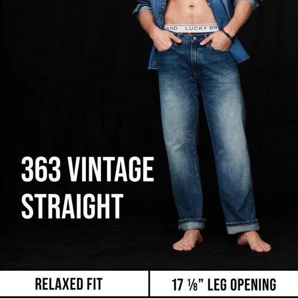 NWT 33x32 Lucky Brand Men's 363 Vintage Straight Coolmax Stretch Jean - Picture 3 of 4